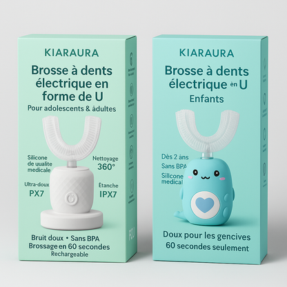 Brosse à Dents Électrique Enfant U-Shape 360° Dino – Silicone Doux | KIARAURA